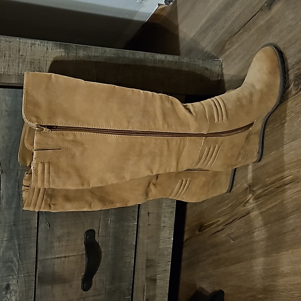 High heel suede boots